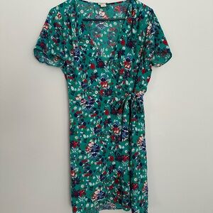 J. Crew Teal Floral Midi Dress